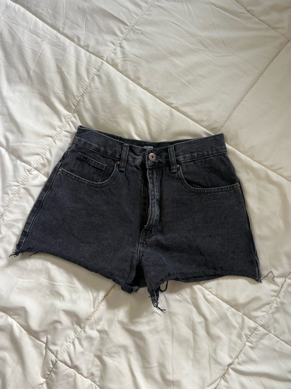 Cotton On Charcoal Black Frayed Denim Shorts